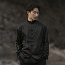 メンズ ファッション 服 男性用 オシャレ シンプル 大人 かっこいい 大きいサイズ ストリート 紳士服 唐装 バックル レトロ サテンシャツ 長袖 スタンドカラー チュニックシャツ