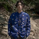 メンズ ファッション 服 男性用 オシャレ シンプル 大人 かっこいい 大きいサイズ ストリート 紳士服 エスニック レトロ ジャケット 鶴 プリント プレート バックル ジャケット カンフー 唐 スーツ