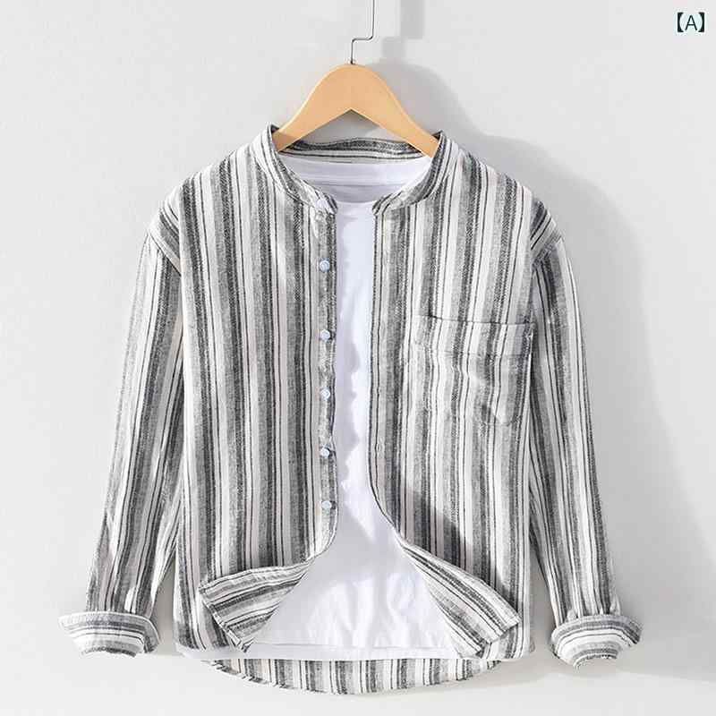 メンズ ファッション 服 男性用 オシャレ シンプル 大人 かっこいい 大きいサイズ ストリート 紳士服 夏 スタンドカラーリネン コットン 長袖 カンフー 唐 スーツ 漢服 カジュアル チャイナ シャツ レトロ トップス