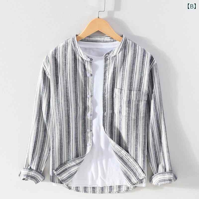 メンズ ファッション 服 男性用 オシャレ シンプル 大人 かっこいい 大きいサイズ ストリート 紳士服 夏 スタンドカラーリネン コットン 長袖 カンフー 唐 スーツ 漢服 カジュアル チャイナ シャツ レトロ トップス