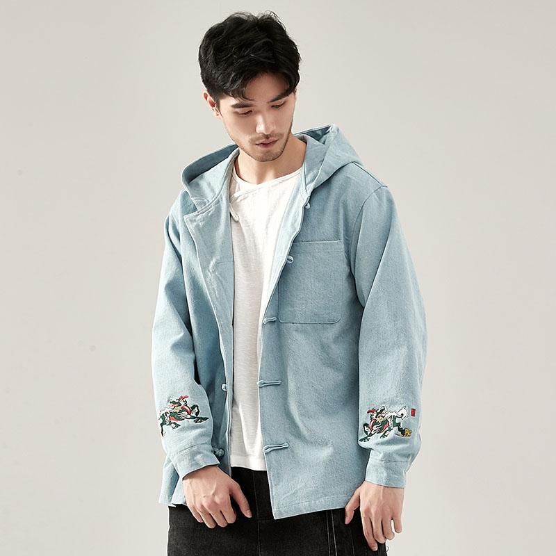 メンズ ファッション 服 男性用 オシャレ シンプル 大人 かっこいい 大きいサイズ ストリート 紳士服 ゆったり エスニック 刺繍 フード付き スウェットシャツ カンフー 唐 スーツ コート ボタン ジャケット 漢服