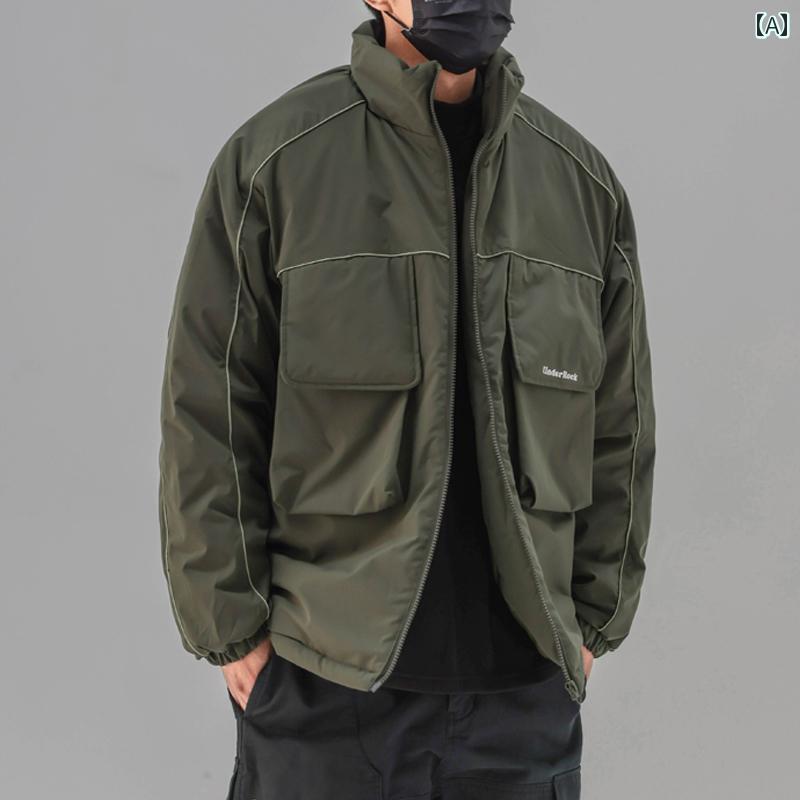 メンズ ファッション 服 男性用 オシャレ シンプル 大人 かっこいい 大きいサイズ ストリート 紳士服 綿 コート スタンドカラー コート トップス ショート ジャケット 綿 コート