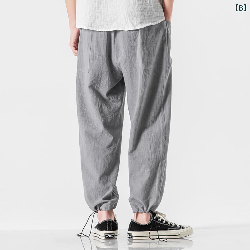 メンズ ファッション 服 男性用 オシャレ シンプル 大人 かっこいい 大きいサイズ ストリート 紳士服 リネン パンツ 夏 ズボン 薄手 ストレート リネン パンツ 無地 綿 リネン パンツ