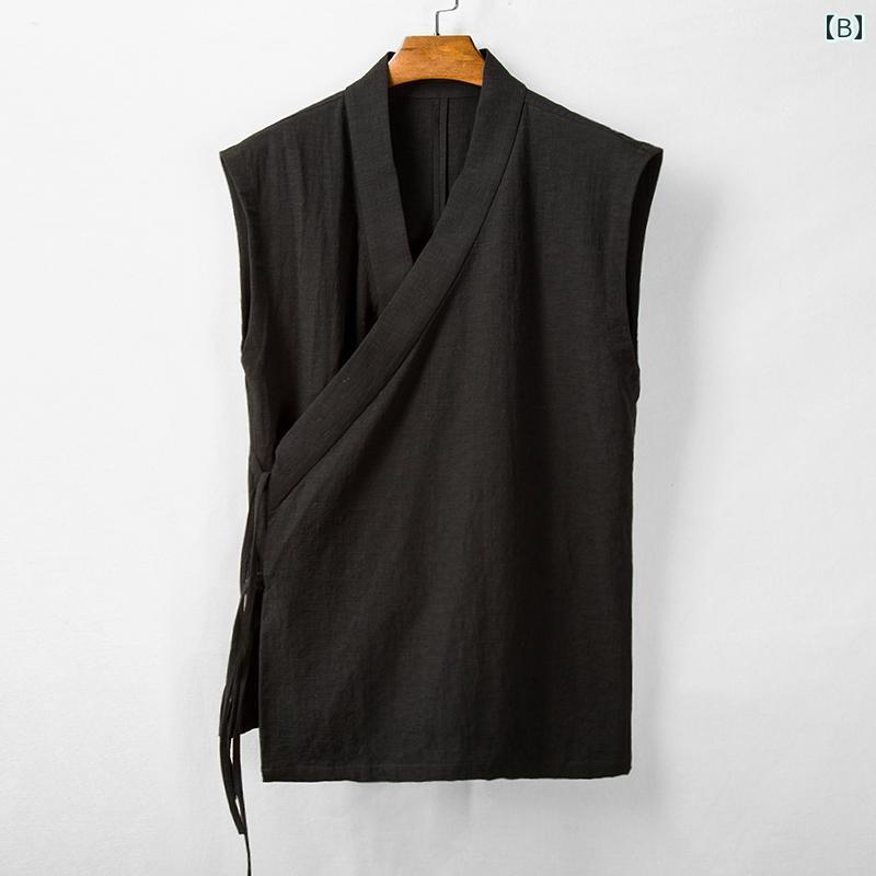 メンズ ファッション 服 男性用 オシャレ シンプル 大人 かっこいい 大きいサイズ ストリート 紳士服 ベスト レトロ 唐 スーツ リネン ベスト ジャケット コットンリネン ノースリーブ チョッキ