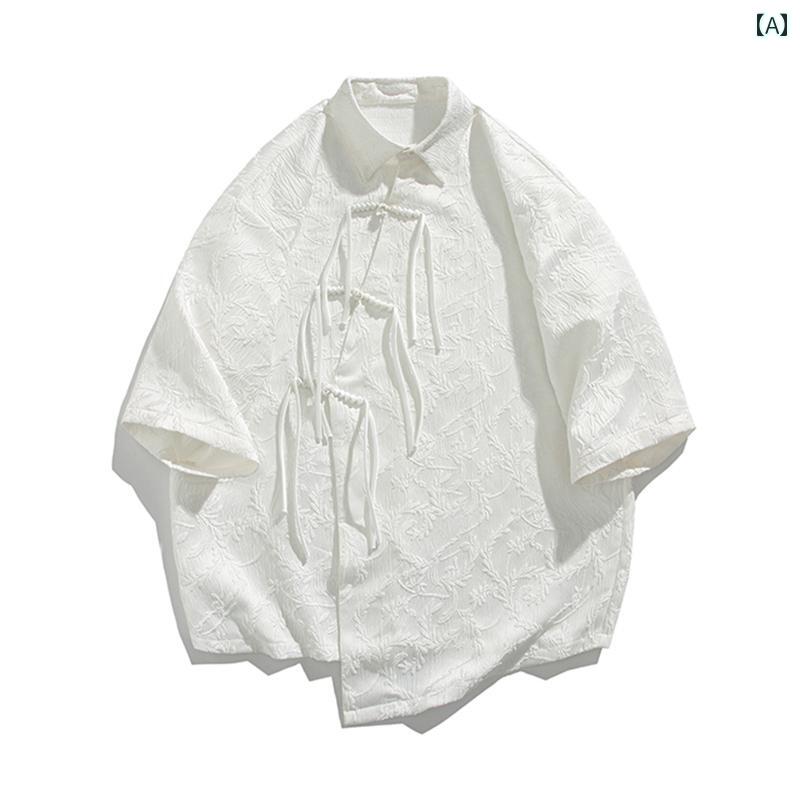 メンズ ファッション 服 男性用 オシャレ シンプル 大人 かっこいい 大きいサイズ ストリート 紳士服 夏 トップス ボタン 半袖 シャツ チュニック スーツ 唐 スーツ シャツ