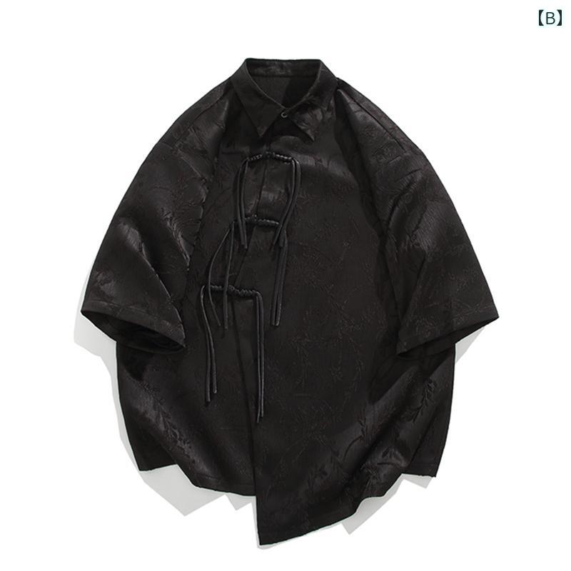 メンズ ファッション 服 男性用 オシャレ シンプル 大人 かっこいい 大きいサイズ ストリート 紳士服 夏 トップス ボタン 半袖 シャツ チュニック スーツ 唐 スーツ シャツ