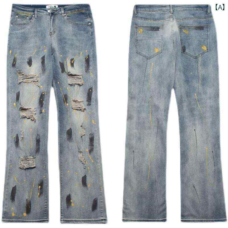 メンズ ファッション 服 男性用 オシャレ シンプル 大人 かっこいい 大きいサイズ ストリート 紳士服 アメリカン ストリート アメリカン パンツ ストレート ジーンズ 夏 リップド パンツ