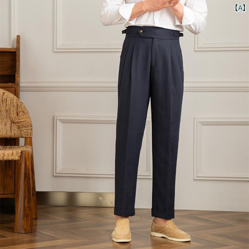 メンズ ファッション 服 男性用 オシャレ シンプル 大人 かっこいい 大きいサイズ ストリート 紳士服 夏 ハイスト ストレート コットンリネン カジュアル パンツ 通勤 パンツ