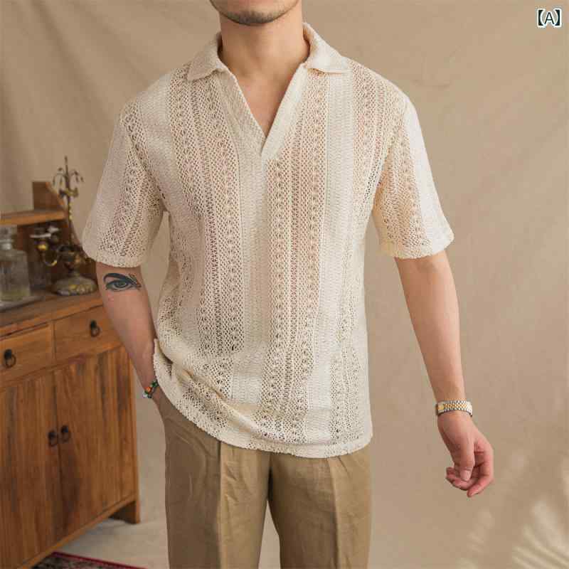 メンズ ファッション 服 男性用 オシャレ シンプル 大人 かっこいい 大きいサイズ ストリート 紳士服 夏 薄手 レトロ 半袖 ポロシャツ ファッション 通気性 T シャツ