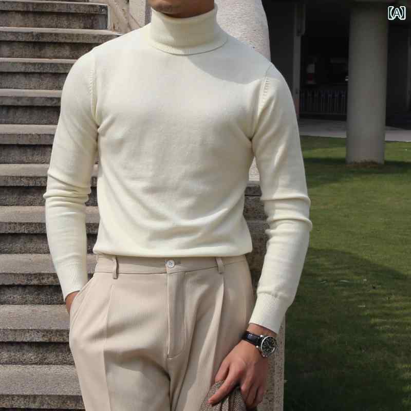メンズ ファッション 服 男性用 オシャレ シンプル 大人 かっこいい 大きいサイズ ストリート 紳士服 韓国スタイル タートルネック 無地 セーター 暖かい スリム ウール セーター