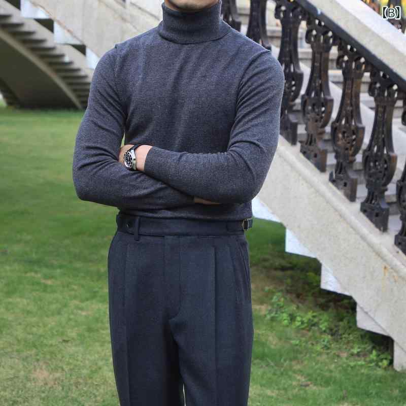 メンズ ファッション 服 男性用 オシャレ シンプル 大人 かっこいい 大きいサイズ ストリート 紳士服 韓国スタイル タートルネック 無地 セーター 暖かい スリム ウール セーター