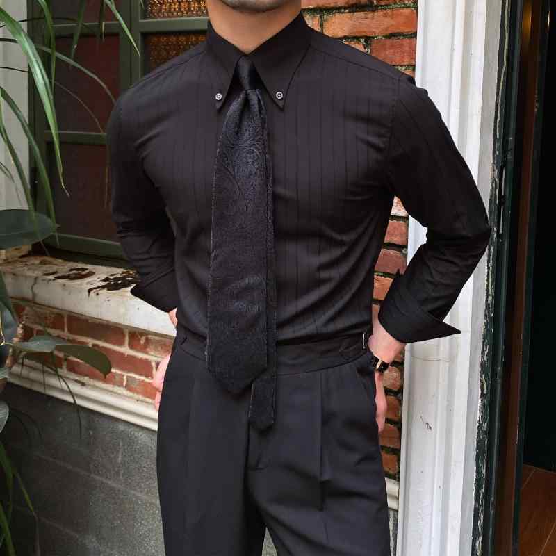 メンズ ファッション 服 男性用 オシャレ シンプル 大人 かっこいい 大きいサイズ ストリート 紳士服 ファッション ビジネス スリム ホワイト ストライプ 長袖 シャツノー アイロン 薄手 シャツ