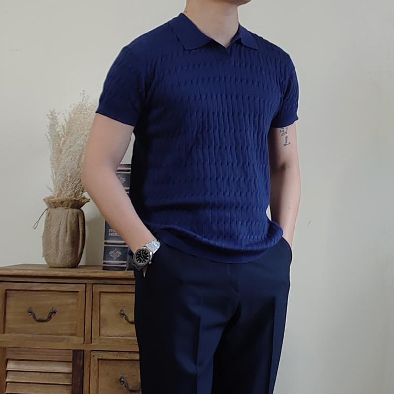 メンズ ファッション 服 男性用 オシャレ シンプル 大人 かっこいい 大きいサイズ ストリート 紳士服 夏 半袖 ツイスト スリム ポロシャツ 韓国スタイル カジュアル 無地 T シャツ ビジネス セーター