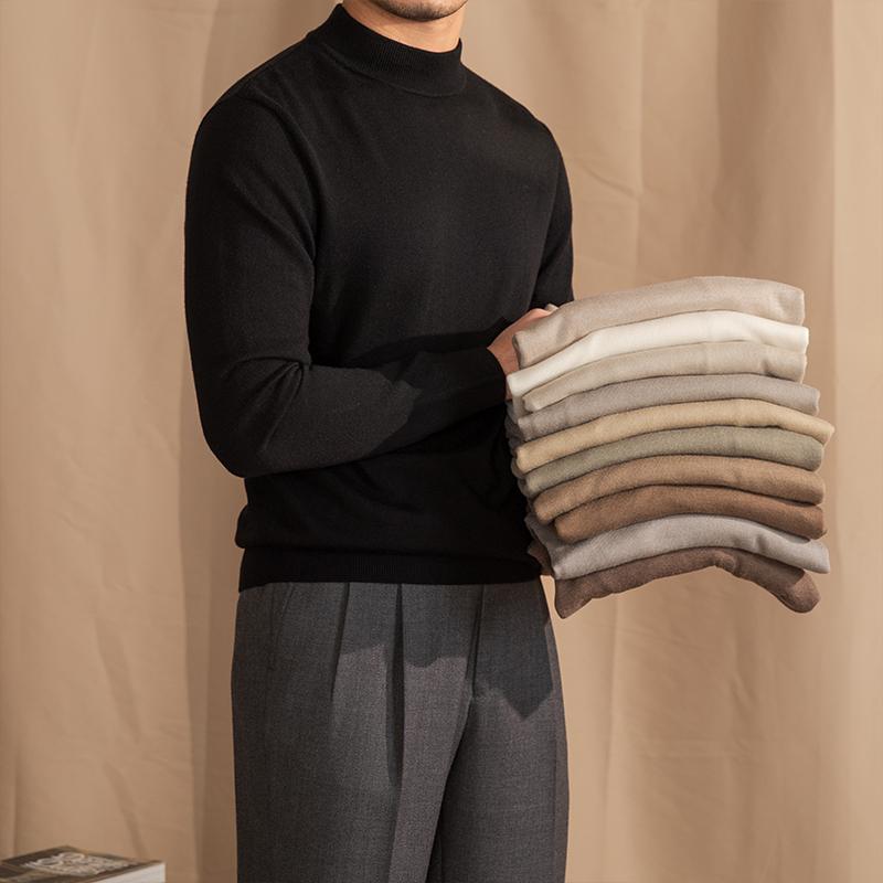 メンズ ファッション 服 男性用 オシャレ シンプル 大人 かっこいい 大きいサイズ ストリート 紳士服 ウール ハーフ タートルネック スリム セーター 暖かい ベース ニット セーター