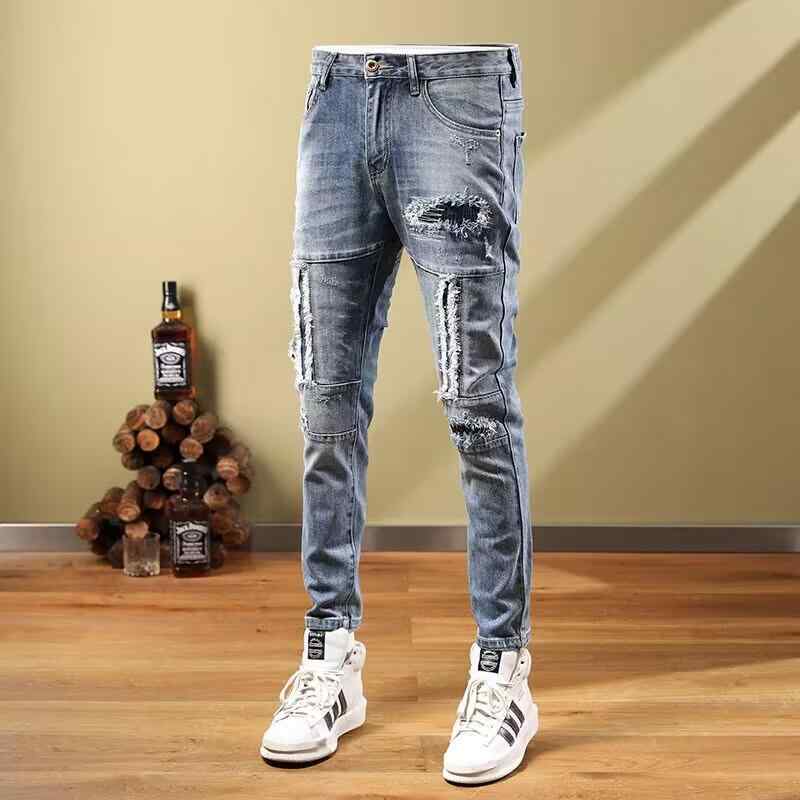 メンズ ファッション 服 男性用 オシャレ シンプル 大人 かっこいい 大きいサイズ ストリート 紳士服 ストリート ライト ブルー ジーン..