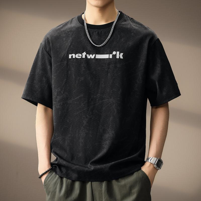 アメリカン リネン調 冷感 ジャカード織り メンズ 半袖 Tシャツ 夏 ぴったり 薄手 ゆったり ラウンドネック ハーフ スリーブ トップス