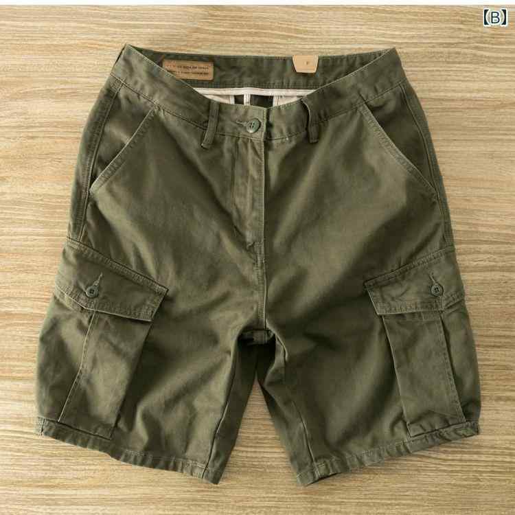メンズ ファッション 服 男性用 オシャレ シンプル 大人 かっこいい 大きいサイズ ストリート 紳士服 ワークウェア マルチ ポケット ショート パンツ 夏 アメリカン レトロ カジュアル 五分丈 パンツ