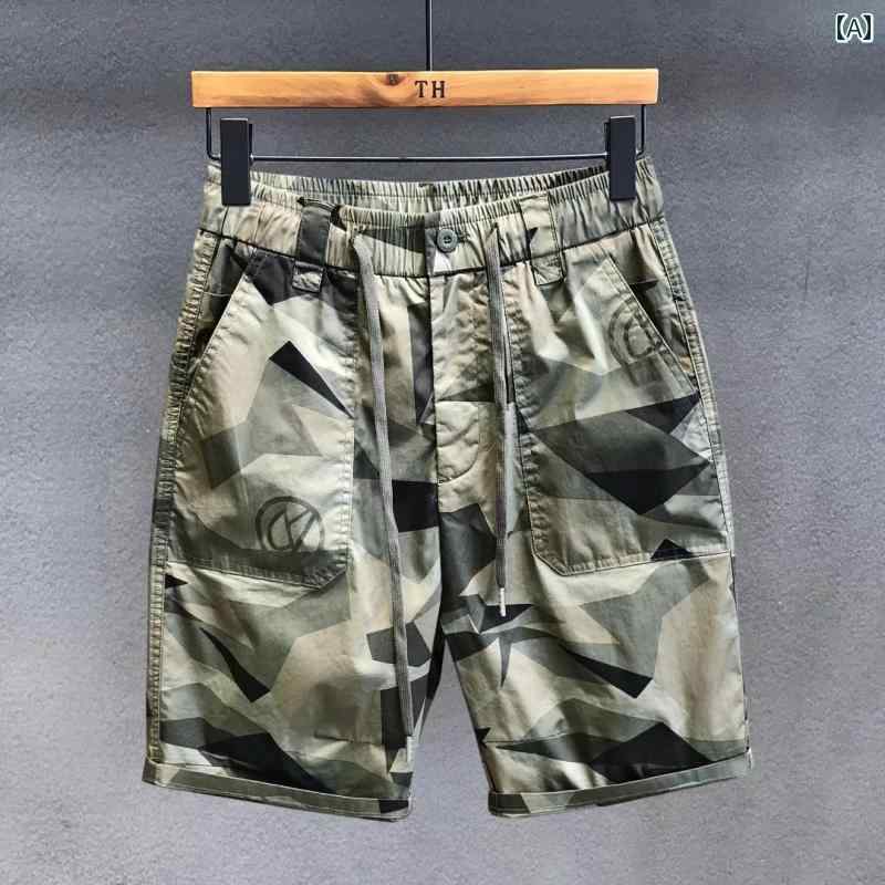 メンズ ファッション 服 男性用 オシャレ シンプル 大人 かっこいい 大きいサイズ ストリート 紳士服 夏 迷彩 ハーフ カジュアルパンツ 冷感 速乾 スポーツ ワークパンツ 五分丈 パンツ ビーチウェア
