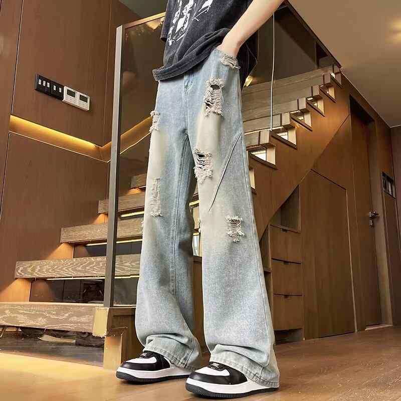 メンズ ファッション 服 男性用 オシャレ シンプル 大人 かっこいい 大きいサイズ ストリート 紳士服 パンツ ワイド レッグ ジーンズ 夏 ストリート スリミング ブーツ カット パンツ