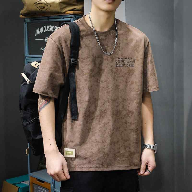 乐天商城 - 夏 コーデ ハイライト アメリカン プリント 半袖 Tシャツ メンズ ゆったり フィット 綿 スタイル 半袖 Tシャツ