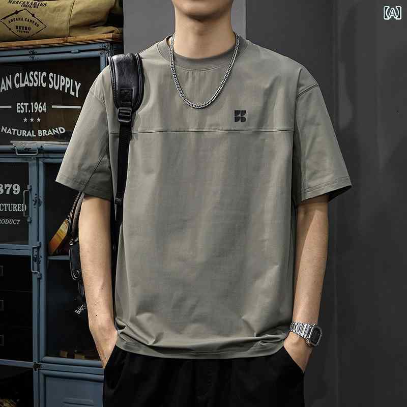 リコットのアメリカン クルーネック カジュアル 半袖 Tシャツ メンズ 夏 薄手 涼 通気性 抜群｜アングル2