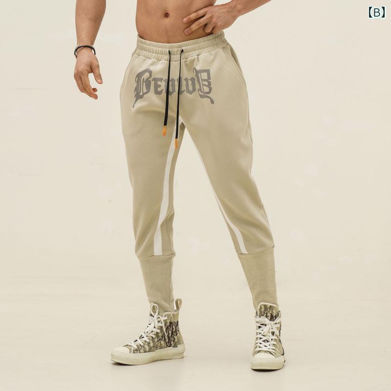 メンズ ファッション 服 男性用 オシャレ シンプル 大人 かっこいい 大きいサイズ ストリート 紳士服 スポーツ ランニング ハイビーム ネジ カフ カラーマッチング カジュアル トレーニング フィットネス 九分丈 パンツ