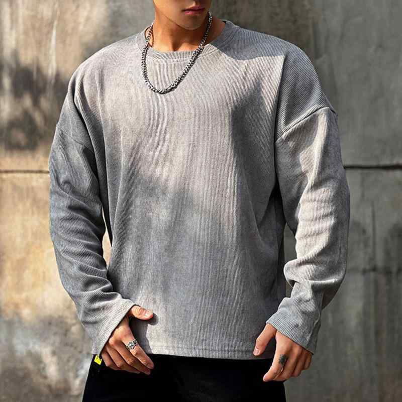 メンズ ファッション 服 男性用 オシャレ シンプル 大人 かっこいい 大きいサイズ ストリート 紳士服 ドレープ カジュアル 長袖 T シャツ ラウンドネック 綿 ベルベット スウェットシャツ フィットネストレーニング 服