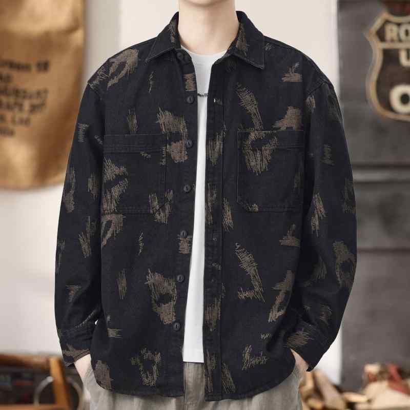 ジャカード カジュアル シャツ ジャケット メンズ 春　秋 カモフラージュ ファッション クール スタイリッシュ 花柄 シャツ