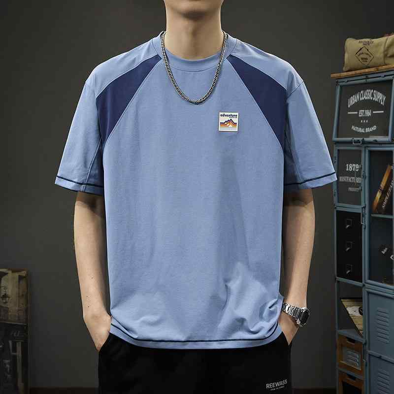 アメリカン カラーブロック メンズ 半袖 Tシャツ 夏 薄手 涼 速乾 カジュアル スポーツ ウェア