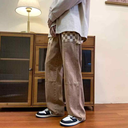 メンズ ファッション 服 男性用 オシャレ シンプル 大人 かっこいい 大きいサイズ ストリート 紳士服 チェック柄 パンツ アメリカン ストリート ウォッシュ ジーンズ ストレート パンツ メンズ ファッション 服 男性用 オシャレ シンプル 大人 かっこいい 大きいサイズ ストリート 紳士服 チェック柄 パンツ アメリカン ストリート ウォッシュ ジーンズ ストレート パンツ