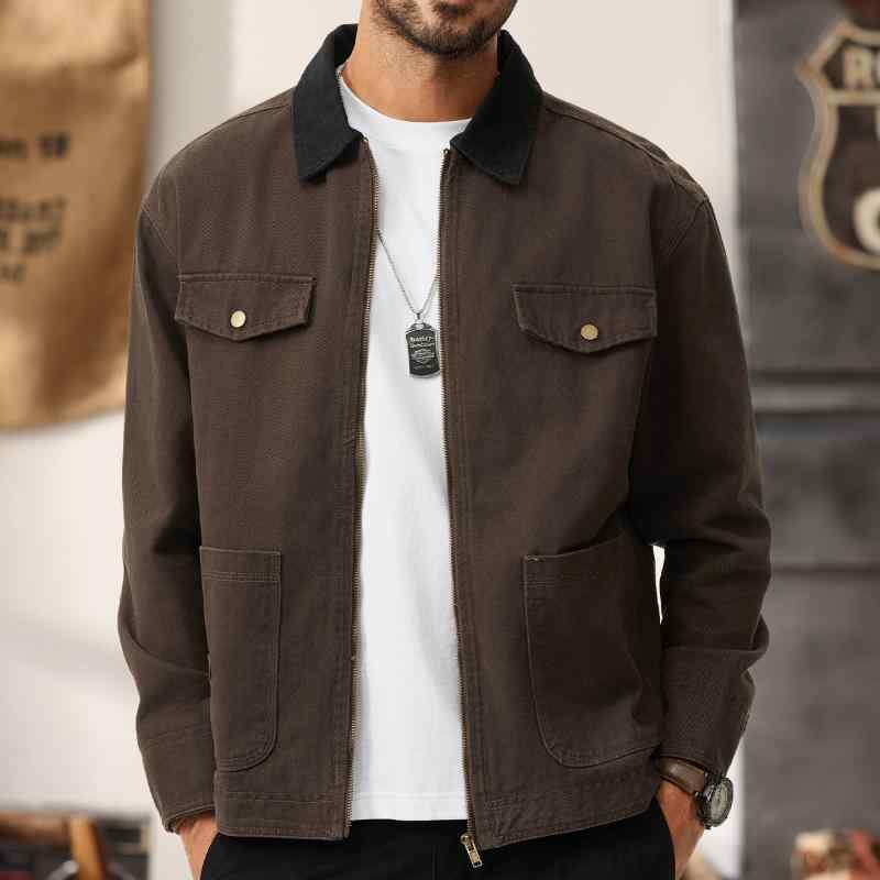 英 ダンディ メンズ ワーク ウェア ジャケット 秋 綿 カジュアル コート 男性用 ワーク ウェア ジャケット
