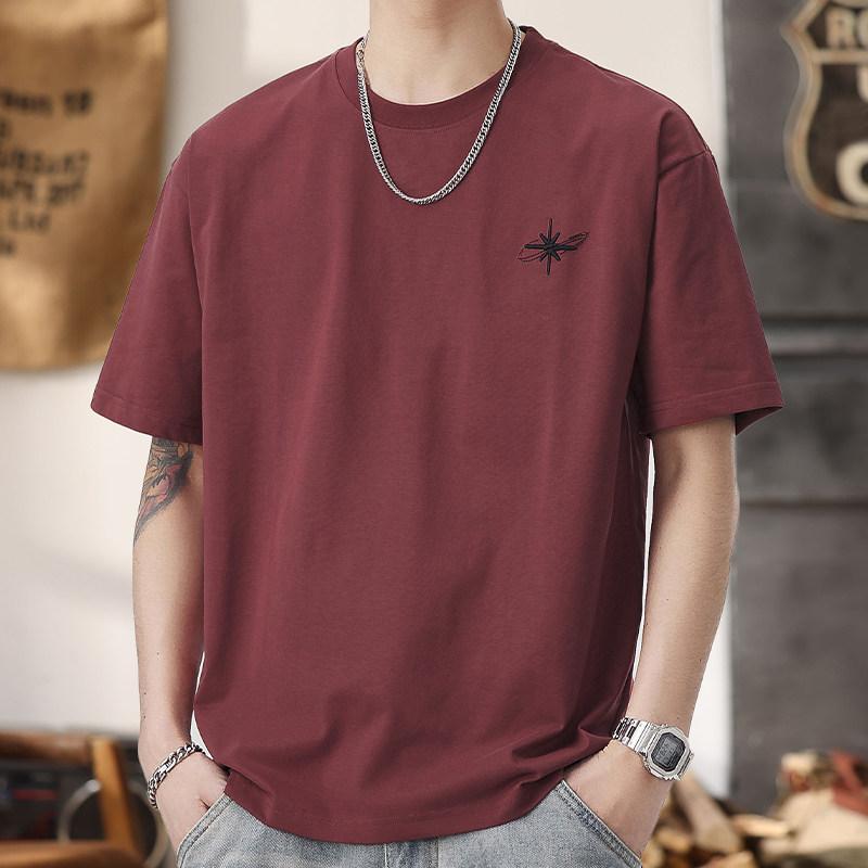 Brazil （Clubs） - バーガンディ メンズ 半袖 Tシャツ ゆったり フィット 快適 クルーネック 半袖 トップス 夏 レトロ Tシャツ