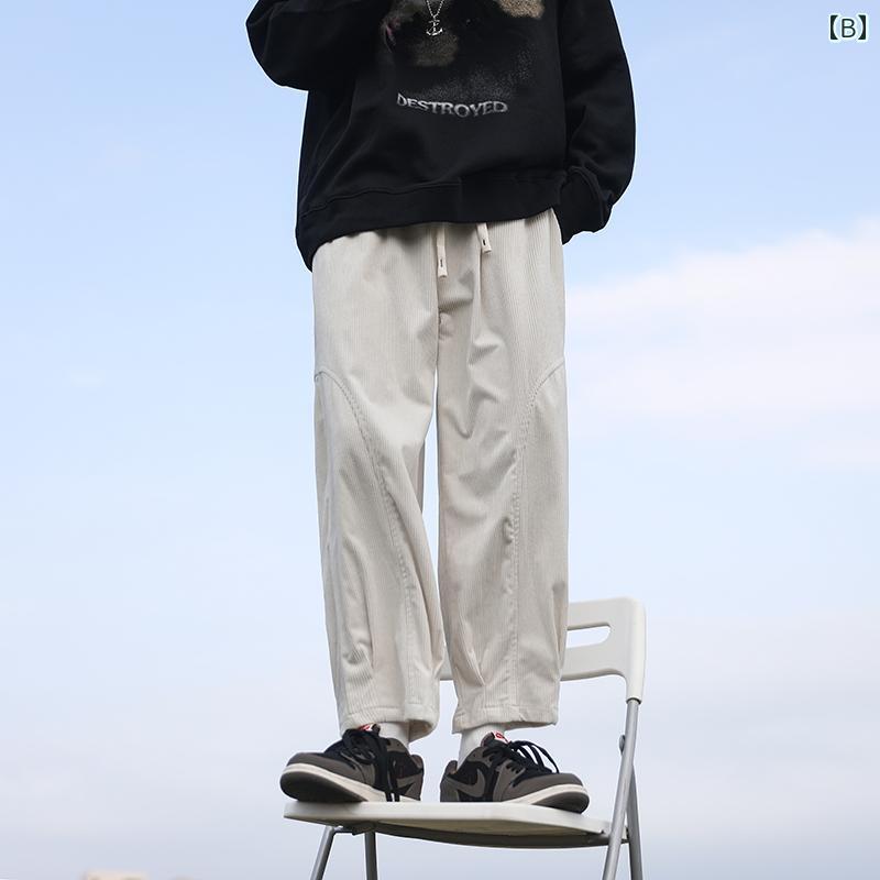 メンズ ファッション 服 男性用 オシャレ シンプル 大人 かっこいい 大きいサイズ ストリート 紳士服 コーデュロイ テーパードパンツ ヘビーウェイト 厚手 カジュアル パンツ ワイド レッグ スポーツ パンツ