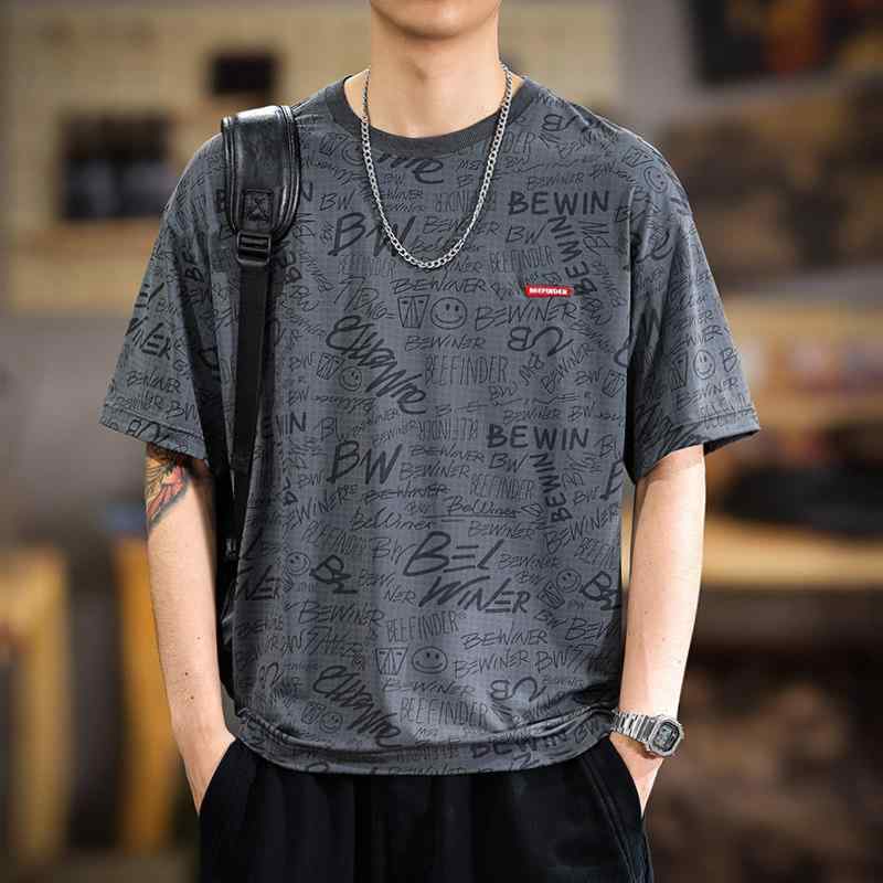 Rakuten - メンズ 全面 プリント 半袖 Tシャツ ゆったり フィット 大きいサイズ ストレッチ 冷感 速乾 Tシャツ