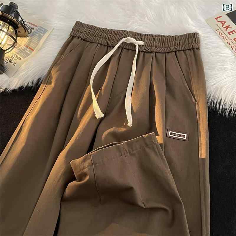 メンズ ファッション 服 男性用 オシャレ シンプル 大人 かっこいい 大きいサイズ ストリート 紳士服 ブラウン パンツ 夏 薄手 アメリカン レトロ ヴィンテージ ストレート ハイエンド ワイド パンツ