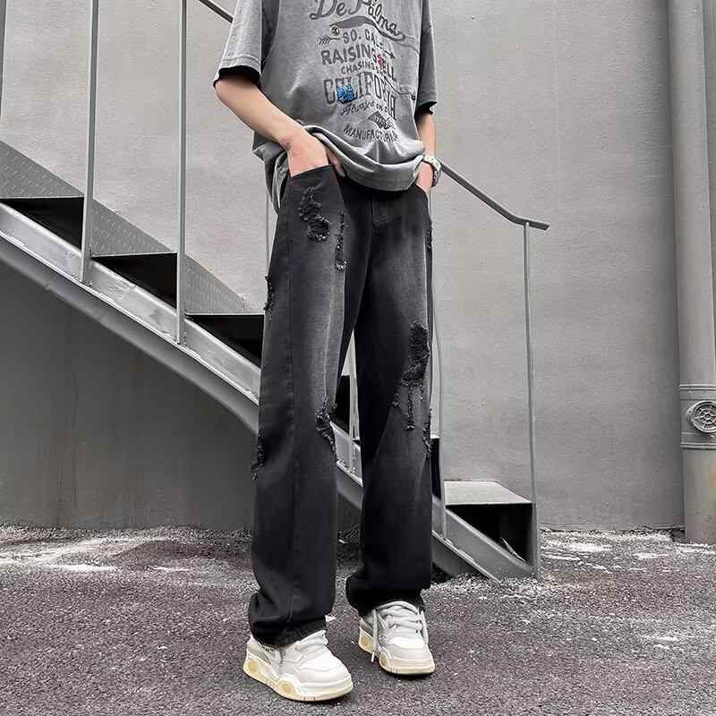 メンズ ファッション 服 男性用 オシャレ シンプル 大人 かっこいい 大きいサイズ ストリート 紳士服 アメリカン レトロ ジーンズ 夏 薄手 ストリート パンツ アメリカン ストレート レッグ ブーツ カット パンツ