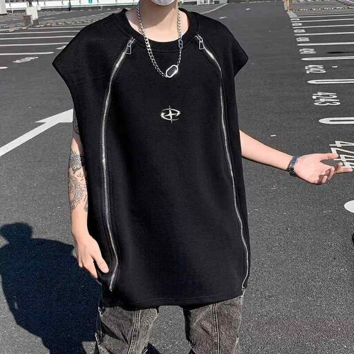 メンズ ファッション 服 男性用 オシャレ シンプル 大人 かっこいい 大きいサイズ ストリート 紳士服 アメリカン 夏 ヒップ ホップ ジッパー カジュアル ラウンドネック トップス ノースリーブ ベスト メンズ ファッション 服 男性用 オシャレ シンプル 大人 かっこいい 大きいサイズ ストリート 紳士服 アメリカン 夏 ヒップ ホップ ジッパー カジュアル ラウンドネック トップス ノースリーブ ベスト