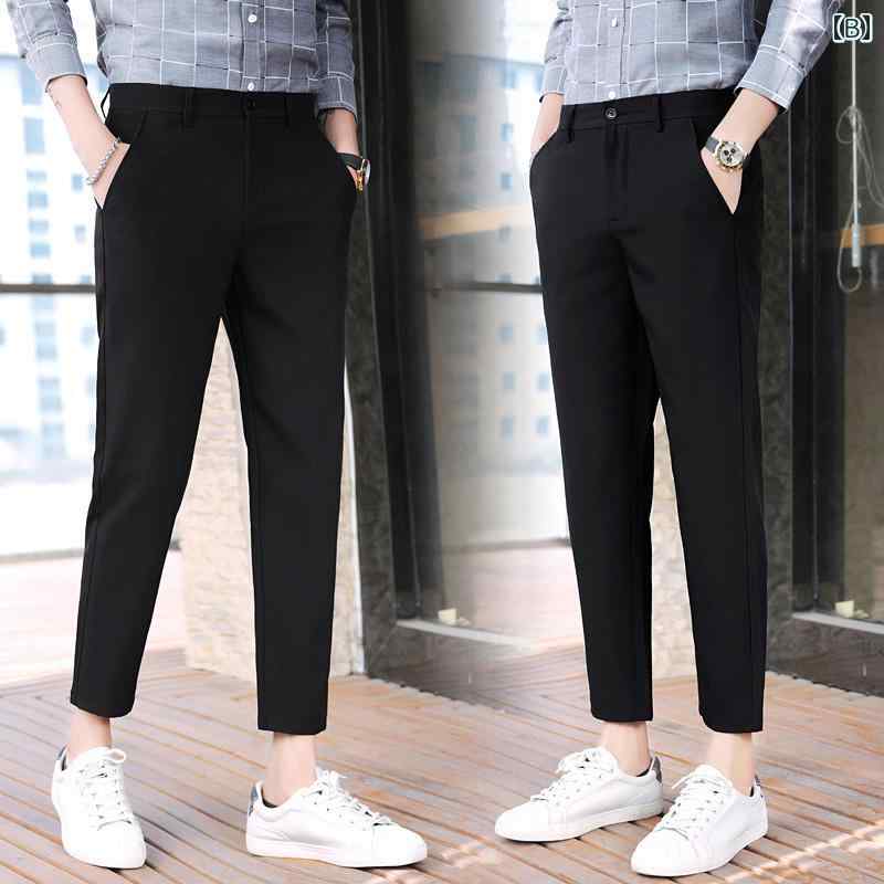 メンズ ファッション 服 男性用 オシャレ シンプル 大人 かっこいい 大きいサイズ ストリート 紳士服 ソリッドカラー 九分丈 スーツ パンツ 韓国スタイル スリムフィット カジュアル パンツ テーパード スーツ ロング パンツ