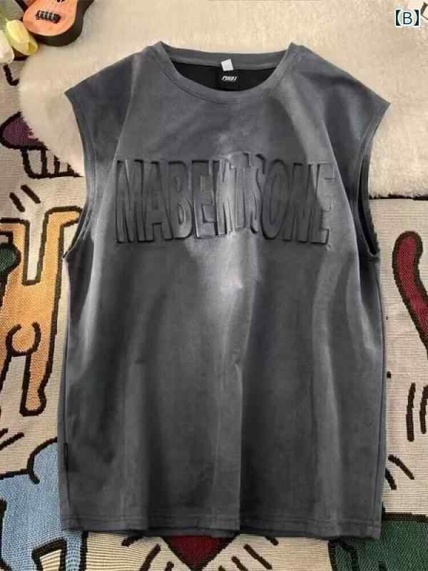 メンズ ファッション 服 男性用 オシャレ シンプル 大人 かっこいい 大きいサイズ ストリート 紳士服 文字 レトロ ノースリーブ ベスト 夏 カジュアル トップス スタイル シャツ