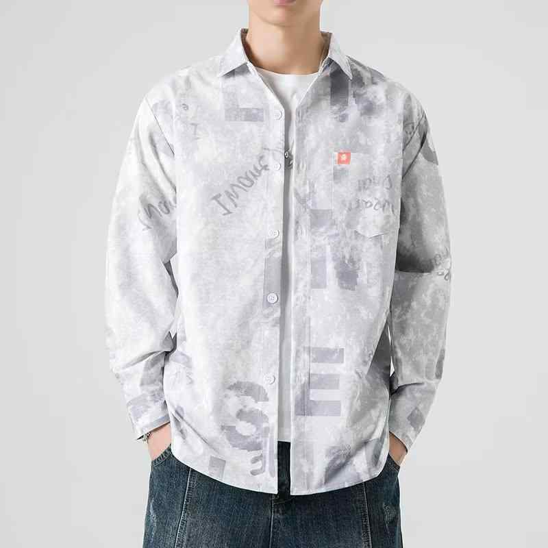 メンズ ファッション 服 男性用 オシャレ シンプル 大人 かっこいい 大きいサイズ ストリート 紳士服 冷感 シャツ 長袖 夏 薄手 カジュアル トップス 服 迷彩 レター プリント シャツ ジャケット