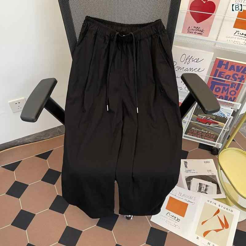 メンズ ファッション 服 男性用 オシャレ シンプル 大人 かっこいい 大きいサイズ ストリート 紳士服 日焼け防止 ワイド レッグ パンツ 夏 軽量 ドレープ ゆったり しわ 伸縮性 スト カジュアル パンツ