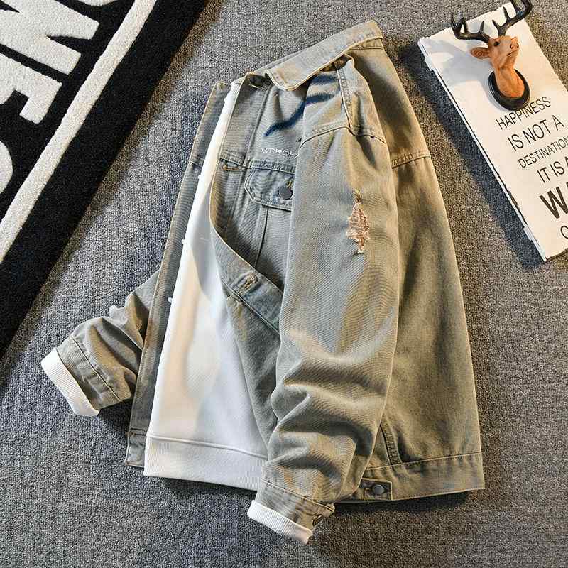 メンズ ファッション 服 男性用 オシャレ シンプル 大人 かっこいい 大きいサイズ ストリート 紳士服 イエロー デニムジャケット ダメージ 加工 レトロ ワークウェア ジャケット スタイル カップル トップス