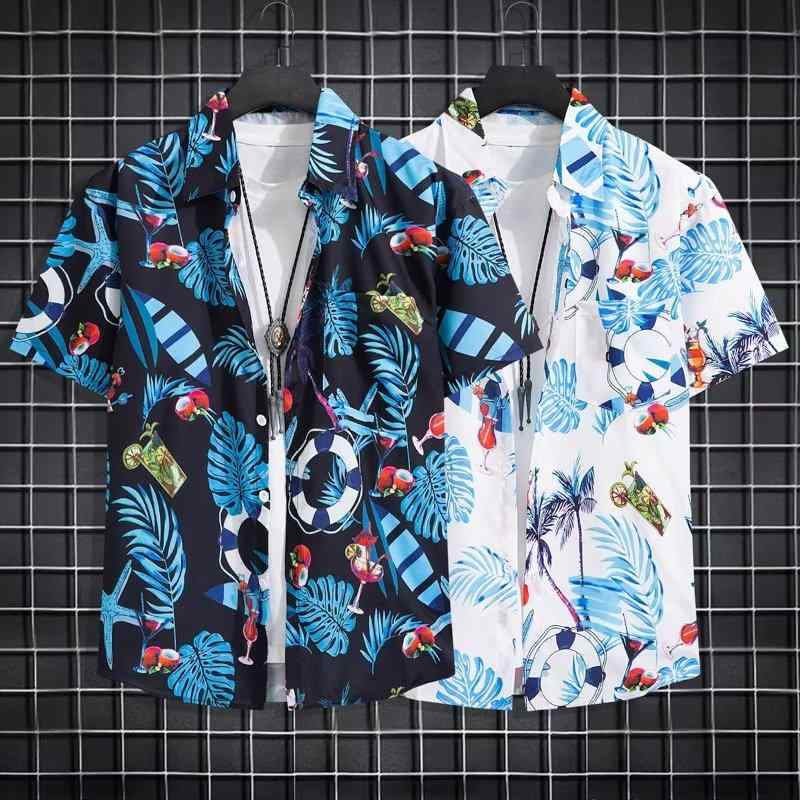 メンズ ファッション 服 男性用 オシャレ シンプル 大人 かっこいい 大きいサイズ ストリート 紳士服 ハワイアン 薄 花柄 シャツ 半袖 夏 海辺 シャツ 半袖 カップル ビーチウェア