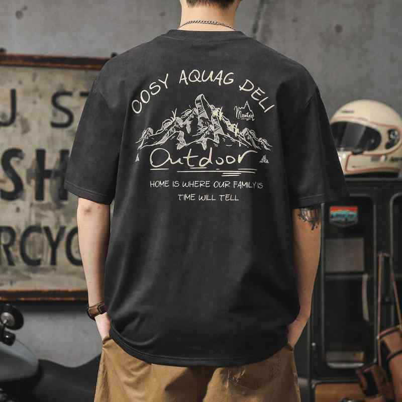 メンズ 半袖 Tシャツ アメリカン ストリート プリント トップス 登山 ゆったり 大きいサイズ 速乾 防シワ かっこいい Tシャツ