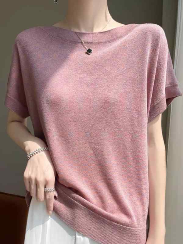 レディース ファッション 服 オシャレ 女性用 シンプル 大人カワイイ 大きいサイズ 婦人服 フレンチ トップス 半袖 ニット T 夏 シック クール T