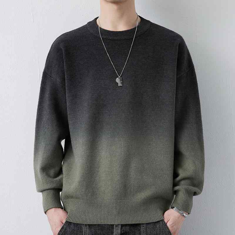 乐天商城 - メンズ ファッション 服 男性用 オシャレ シンプル 大人 かっこいい ストリート 紳士服 カラーブロック グラデーション セーター フリース ウール セーター ゆったり ニット ベースレイヤー