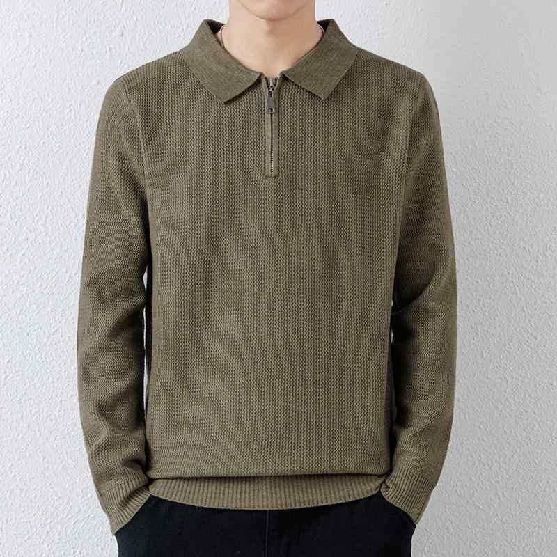 メンズ ファッション 服 男性用 オシャレ シンプル 大人 かっこいい ストリート 紳士服 ハーフジップ カラーセーター 無地 シンプル ポロカラー ニットセーター