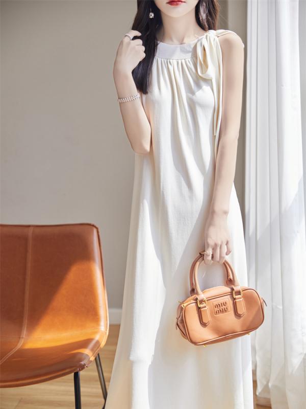 レディース ファッション 服 オシャレ 女性用 シンプル 大人カワイイ 大きいサイズ 婦人服 ティーブレイク フレンチ ホルターネック ドレス ノースリーブニット 冷感 フェアリー ドレス ロング ドレス