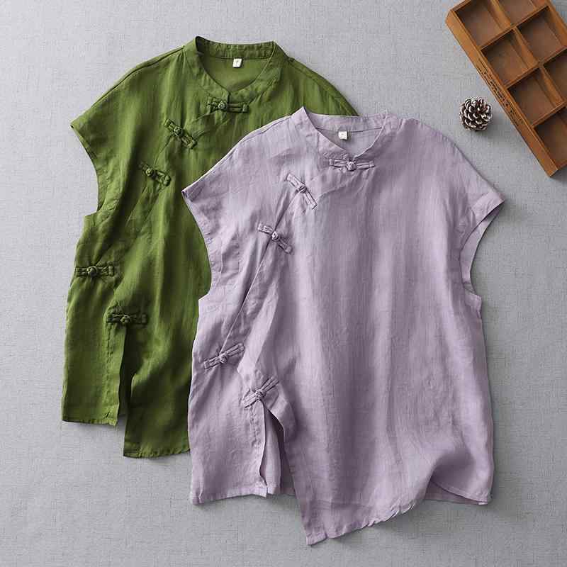 レディース ファッション 服 オシャレ カワイイ 女性用 シンプル 大人カワイイ 大きいサイズ 婦人服 夏 レトロ スタンドカラー トップス