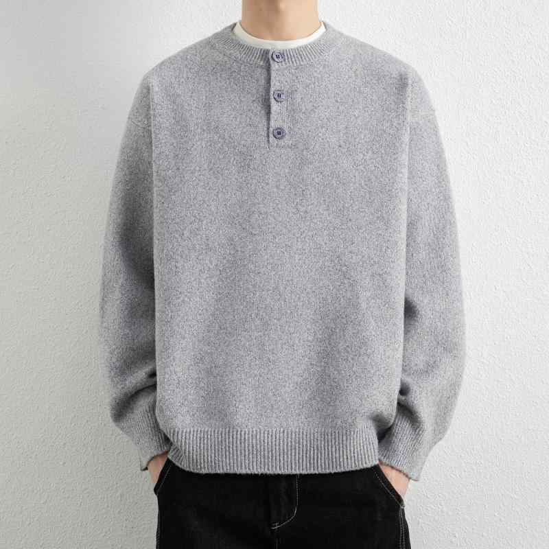 メンズ ファッション 服 男性用 オシャレ シンプル 大人 かっこいい ストリート 紳士服 ヘンリーカラーセーター ニットウェア リラック..